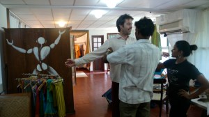 Getting measured at Rangoli